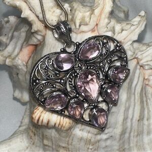 Charming Love Heart Pink Topaz multi-gem Pendant